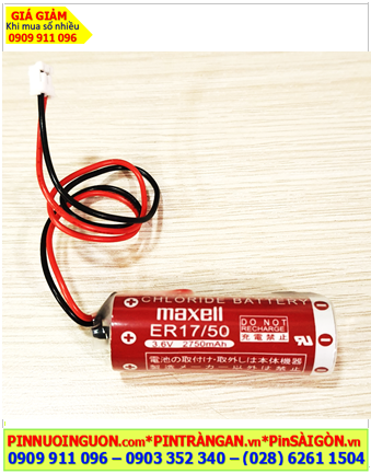 Maxell ER17/50 (Zắc PH2.0-2P); Pin nuôi nguồn Maxell ER17/50 Lithium Thionyl Chloride 3.6v A 2750mAh